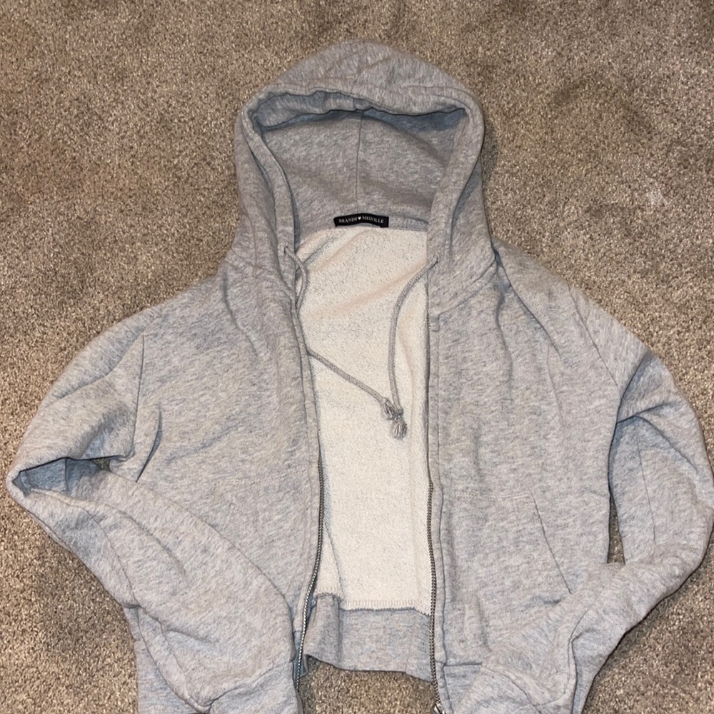 Brandy Melville, cropped gray zip up, one size fits all
